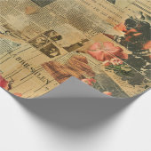 Rustikales Vintages Zeitungs-Patchwork-Collage (2) Geschenkpapier (Ecke)