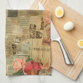 Rustikales Vintages Zeitungs-Patchwork-Collage (2) Geschirrtuch (Viertel Falte)