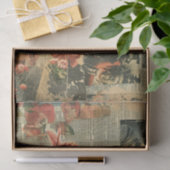 Rustikales Vintages Zeitungs-Patchwork-Collage (2) Seidenpapier (Geschenk)