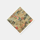 Rustikales Vintages Zeitungs-Patchwork-Collage (2) Serviette (Ecke)