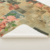 Rustikales Vintages Zeitungs-Patchwork-Collage (2) Sherpadecke (3/4)