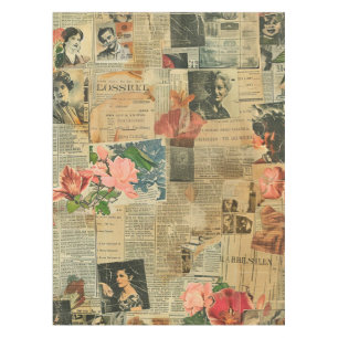 Rustikales Vintages Zeitungs-Patchwork-Collage (2) Tischdecke