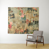 Rustikales Vintages Zeitungs-Patchwork-Collage (2) Wandteppich (Beispiel (Horizontal))