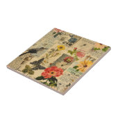 Rustikales Vintages Zeitungs-Patchwork-Collage (3) Fliese (Seite)