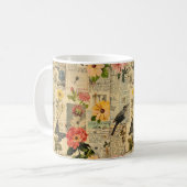 Rustikales Vintages Zeitungs-Patchwork-Collage (3) Kaffeetasse (Vorderseite Links)