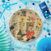 Rustikales Vintages Zeitungs-Patchwork-Collage (3) Pappteller (Party)