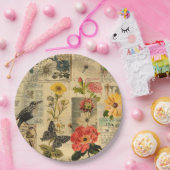 Rustikales Vintages Zeitungs-Patchwork-Collage (3) Pappteller (Party)