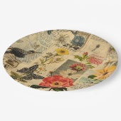 Rustikales Vintages Zeitungs-Patchwork-Collage (3) Pappteller (Schrägansicht)