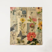 Rustikales Vintages Zeitungs-Patchwork-Collage (3) Wandteppich (Vorderseite)