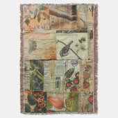 Rustikales Vintages Zeitungs-Patchwork-Collage (4) Decke (Vorderseite Vertikal)