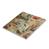 Rustikales Vintages Zeitungs-Patchwork-Collage (4) Fliese (Seite)