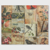 Rustikales Vintages Zeitungs-Patchwork-Collage (4) Geschenkpapier (Flach)