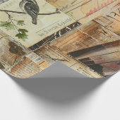 Rustikales Vintages Zeitungs-Patchwork-Collage (4) Geschenkpapier (Ecke)