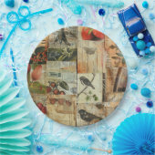 Rustikales Vintages Zeitungs-Patchwork-Collage (4) Pappteller (Party)