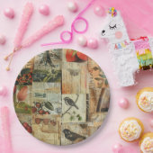 Rustikales Vintages Zeitungs-Patchwork-Collage (4) Pappteller (Party)
