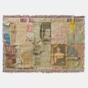 Rustikales Vintages Zeitungs-Patchwork-Collage (6) Decke