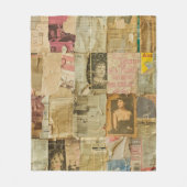 Rustikales Vintages Zeitungs-Patchwork-Collage (6) Fleecedecke (Vorderseite)
