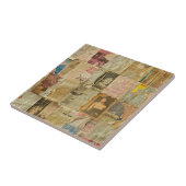 Rustikales Vintages Zeitungs-Patchwork-Collage (6) Fliese (Seite)