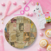 Rustikales Vintages Zeitungs-Patchwork-Collage (6) Pappteller (Party)
