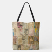 Rustikales Vintages Zeitungs-Patchwork-Collage (6) Tasche (Rückseite)