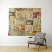 Rustikales Vintages Zeitungs-Patchwork-Collage (6) Wandteppich (Beispiel (Horizontal))