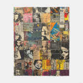 Rustikales Vintages Zeitungs-Patchwork-Collage (7) Fleecedecke (Vorderseite)