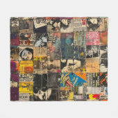 Rustikales Vintages Zeitungs-Patchwork-Collage (7) Fleecedecke (Vorderseite (Horizontal))