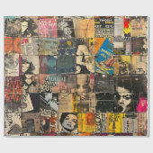 Rustikales Vintages Zeitungs-Patchwork-Collage (7) Geschenkpapier (Flach)