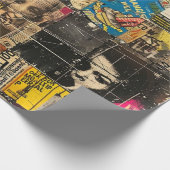 Rustikales Vintages Zeitungs-Patchwork-Collage (7) Geschenkpapier (Ecke)