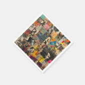 Rustikales Vintages Zeitungs-Patchwork-Collage (7) Serviette (Ecke)