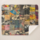 Rustikales Vintages Zeitungs-Patchwork-Collage (7) Sherpadecke (Vorderseite (Horizontal))