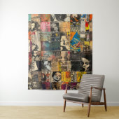 Rustikales Vintages Zeitungs-Patchwork-Collage (7) Wandteppich (Beispiel)