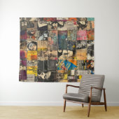 Rustikales Vintages Zeitungs-Patchwork-Collage (7) Wandteppich (Beispiel (Horizontal))