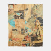 Rustikales Vintages Zeitungs-Patchwork-Collage (8) Fleecedecke (Vorderseite)