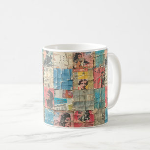Rustikales Vintages Zeitungs-Patchwork-Collage (8) Kaffeetasse