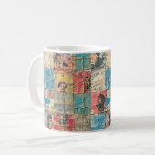 Rustikales Vintages Zeitungs-Patchwork-Collage (8) Kaffeetasse (Vorderseite Links)