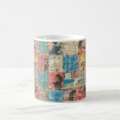 Rustikales Vintages Zeitungs-Patchwork-Collage (8) Kaffeetasse (Mittel)