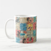 Rustikales Vintages Zeitungs-Patchwork-Collage (8) Kaffeetasse (Links)