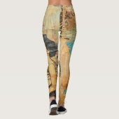 Rustikales Vintages Zeitungs-Patchwork-Collage (8) Leggings (Rückseite)