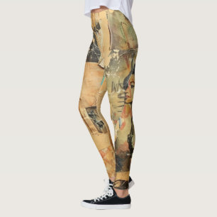 Rustikales Vintages Zeitungs-Patchwork-Collage (8) Leggings