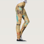 Rustikales Vintages Zeitungs-Patchwork-Collage (8) Leggings (Rechts)