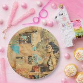 Rustikales Vintages Zeitungs-Patchwork-Collage (8) Pappteller (Party)
