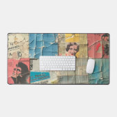 Rustikales Vintages Zeitungs-Patchwork-Collage (8) Schreibtischunterlage (Tastatur & Maus)
