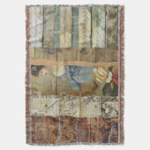 Rustikales Vintages Zeitungs-Patchwork-Collage (9) Decke (Vorderseite Vertikal)