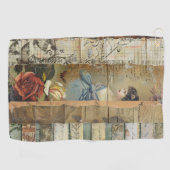 Rustikales Vintages Zeitungs-Patchwork-Collage (9) Golfhandtuch (Horizontal)