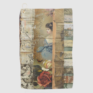Rustikales Vintages Zeitungs-Patchwork-Collage (9) Golfhandtuch