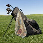 Rustikales Vintages Zeitungs-Patchwork-Collage (9) Golfhandtuch (Gras)