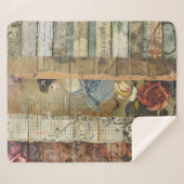 Rustikales Vintages Zeitungs-Patchwork-Collage (9) Sherpadecke (Vorderseite (Horizontal))