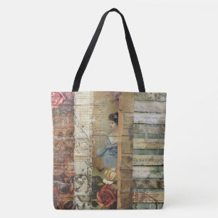 Rustikales Vintages Zeitungs-Patchwork-Collage (9) Tasche