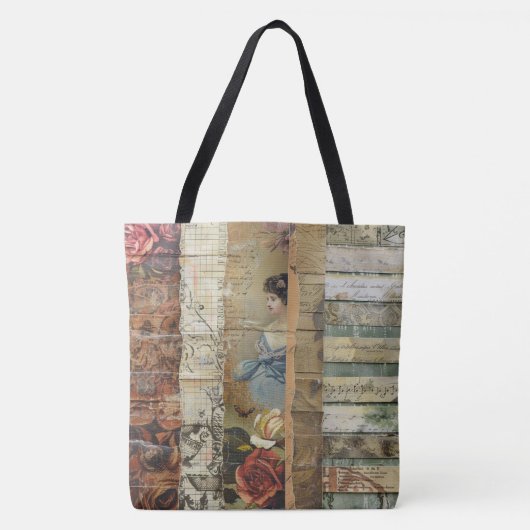 Rustikales Vintages Zeitungs-Patchwork-Collage (9) Tasche (Vorderseite)
